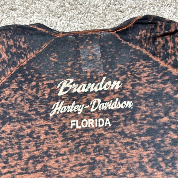 Harley-Davidson Women's Sz S Burnout Tee Shirt S Black & Orange Short Sleeve - Picture 5 of 8